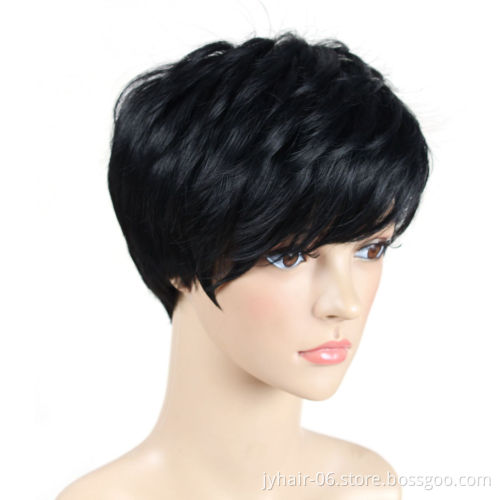 Wholeslae Short Straight Bob Pixie Cut Wig Non Lace  Human Hair Wig With Bangs For Black Women Brazilian Cheap Human Hair Wig